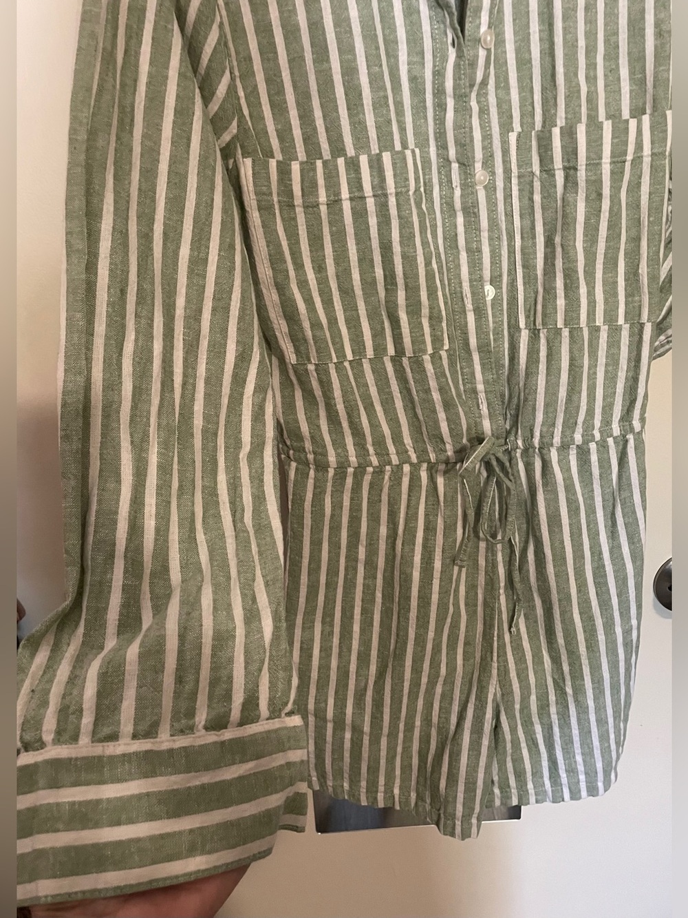 Abercrombie & Fitch Womens 1 piece romper jumper shorts Size S T green linen